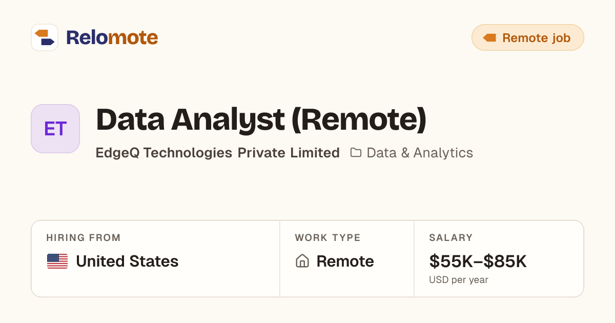 Data Analyst (Remote) at EdgeQ Technologies Private Limited | Relomote