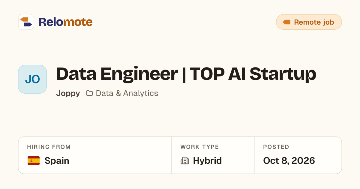 Data Engineer | TOP AI Startup at Joppy | Relomote