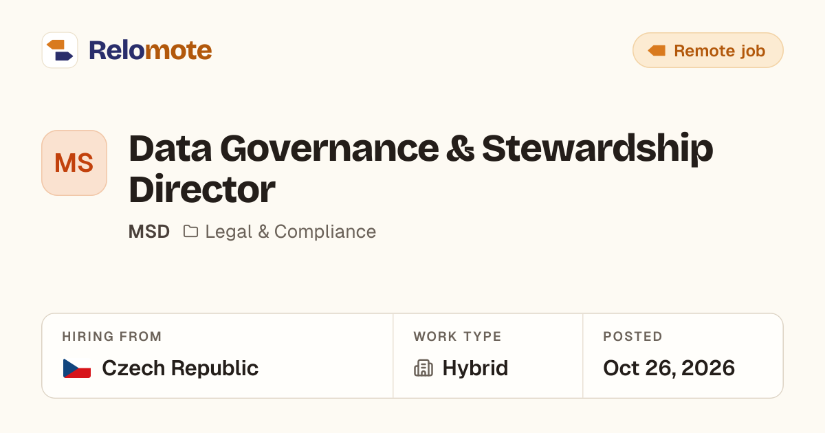 Data Governance & Stewardship Director at MSD | Relomote