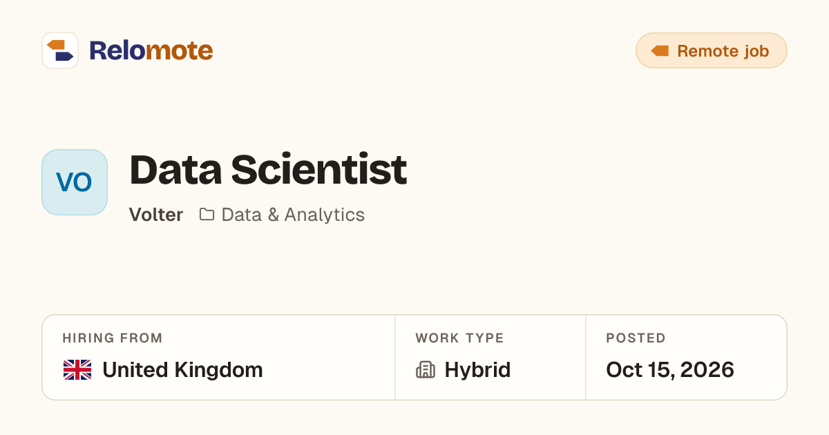 Data Scientist at Volter | Relomote