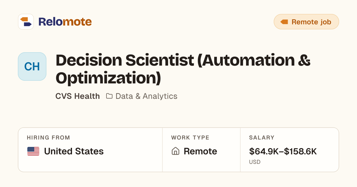 Decision Scientist (Automation & Optimization) at CVS Health
