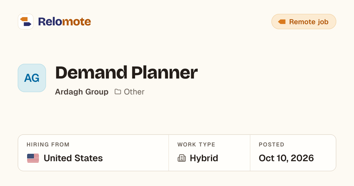 Demand Planner at Ardaghgroup | Relomote