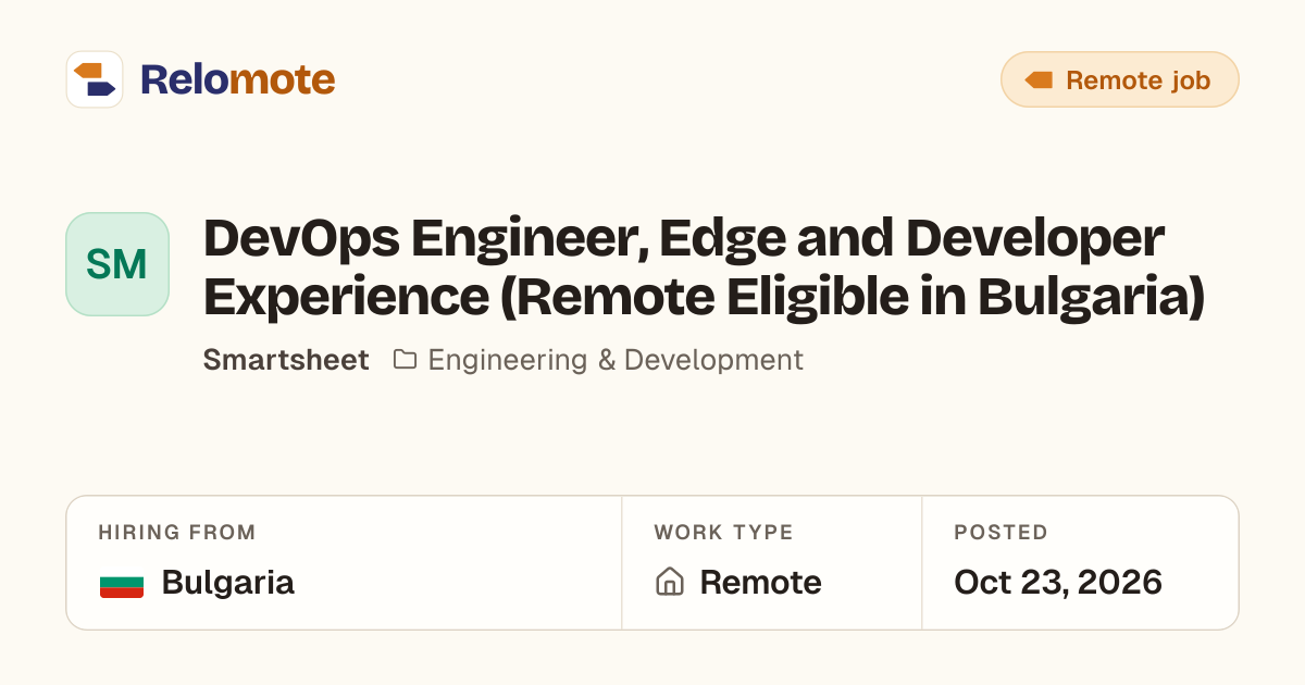 DevOps Engineer, Edge and Developer Experience (Remote Eligible in…