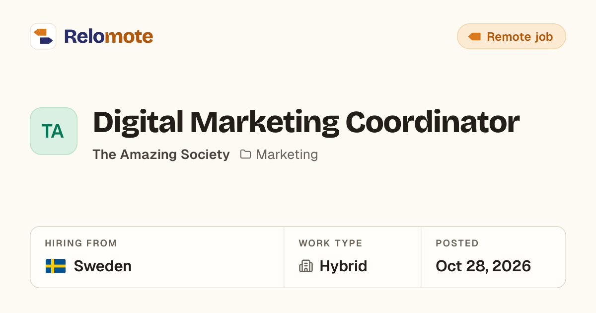 Digital Marketing Coordinator at The Amazing Society | Relomote