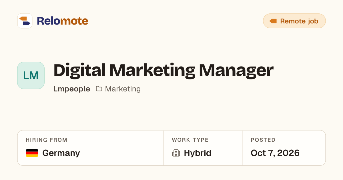 Digital Marketing Manager at Lmpeople | Relomote