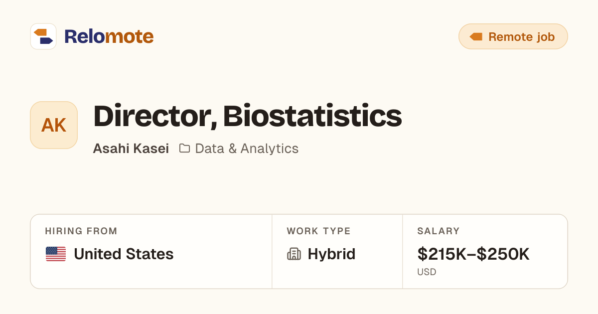 Director, Biostatistics at Asahi Kasei | Relomote