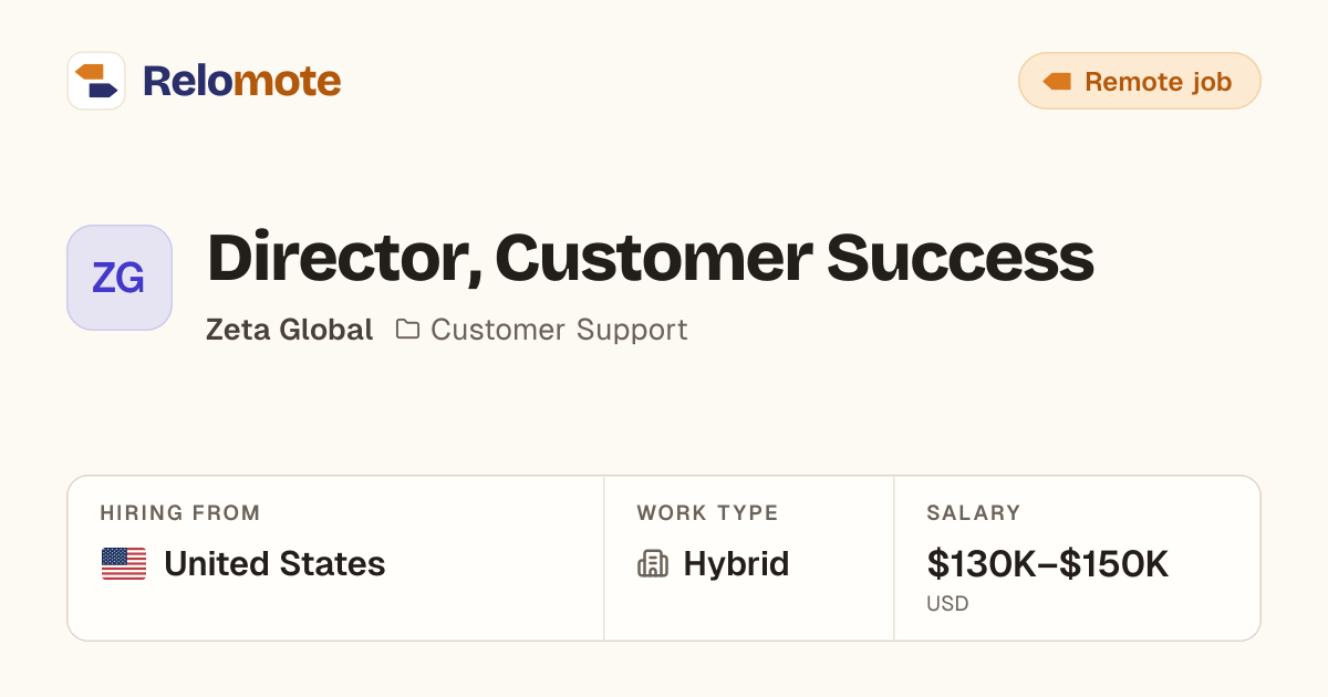 Director, Customer Success at Zeta Global | Relomote