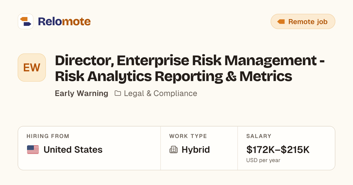 Director, Enterprise Risk Management - Risk Analytics Reporting