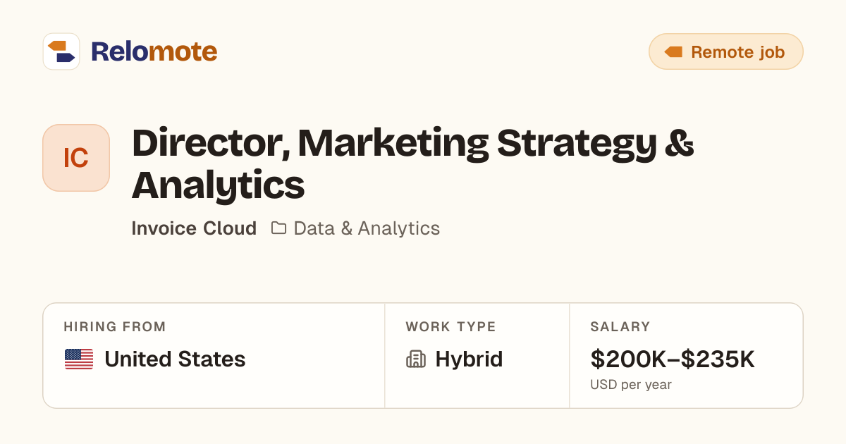 Director, Marketing Strategy & Analytics at Invoice Cloud | Relomote