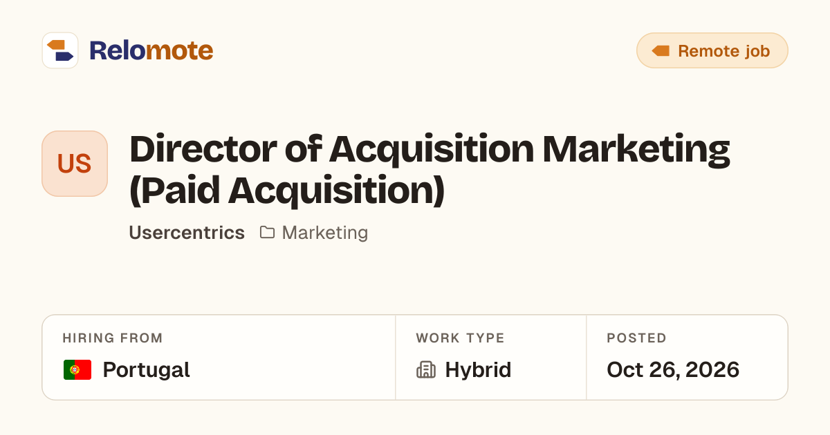 Director of Acquisition Marketing (Paid Acquisition) at Usercentrics