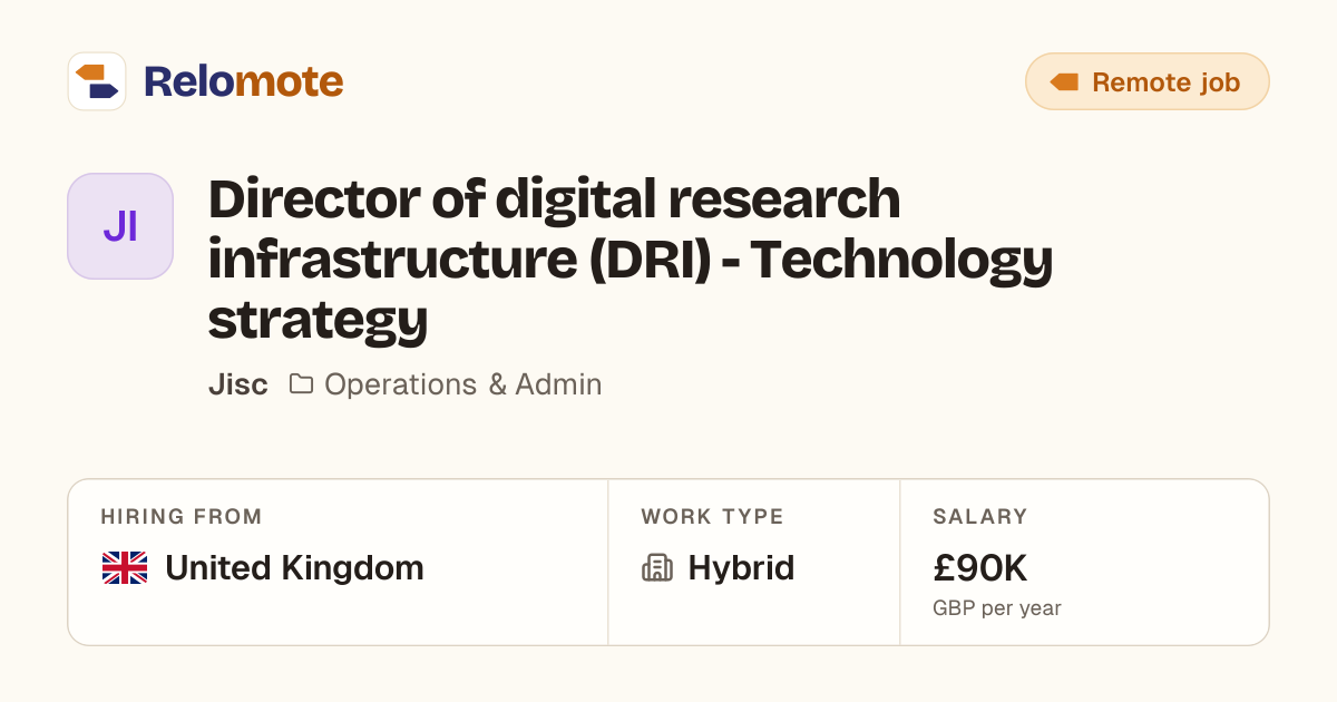 Director of digital research infrastructure (DRI) - Technology strategy ...