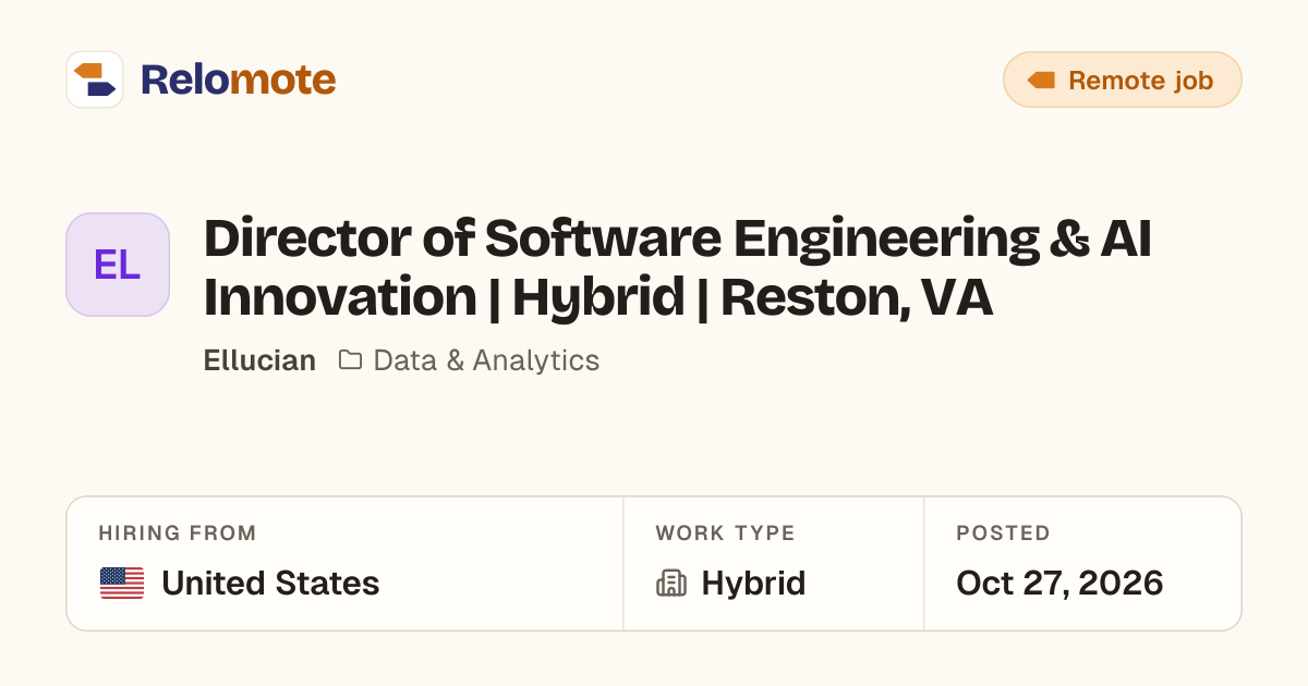 Director of Software Engineering & AI Innovation | Hybrid | Reston,…