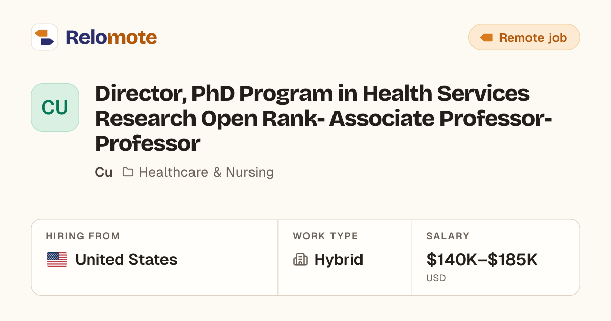 Director, PhD Program in Health Services Research Open Rank-…