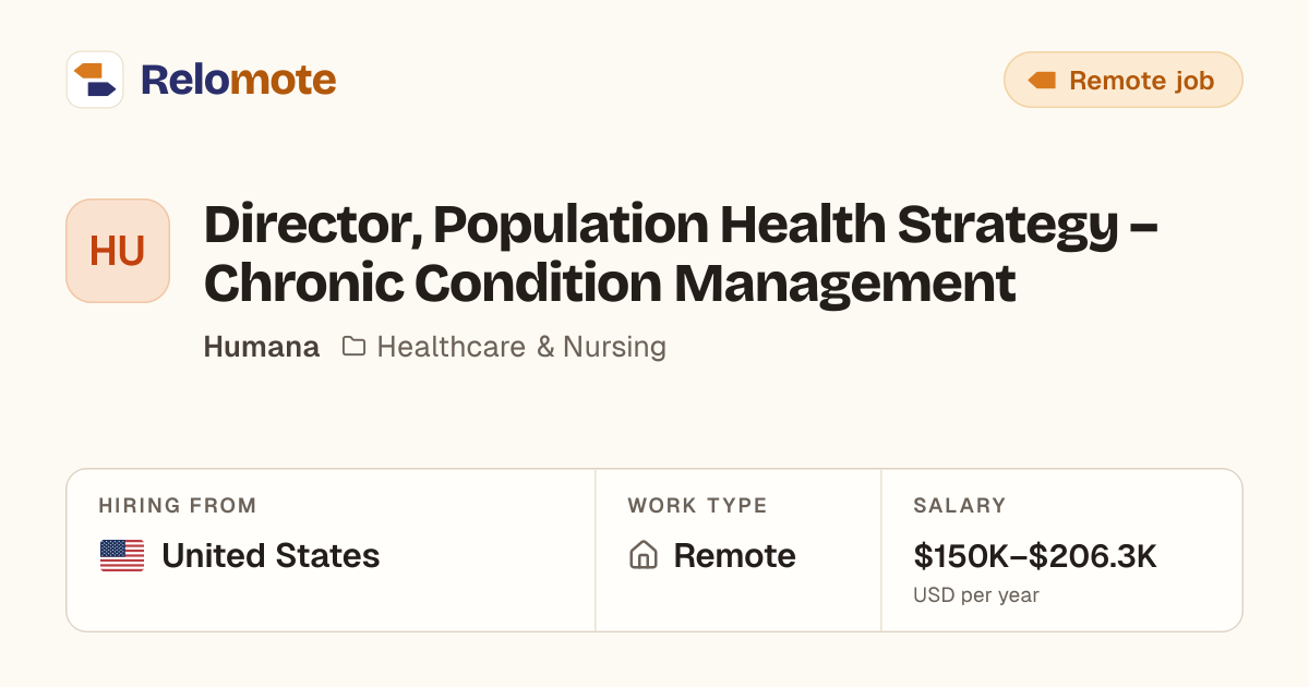 Director, Population Health Strategy – Chronic Condition Management…