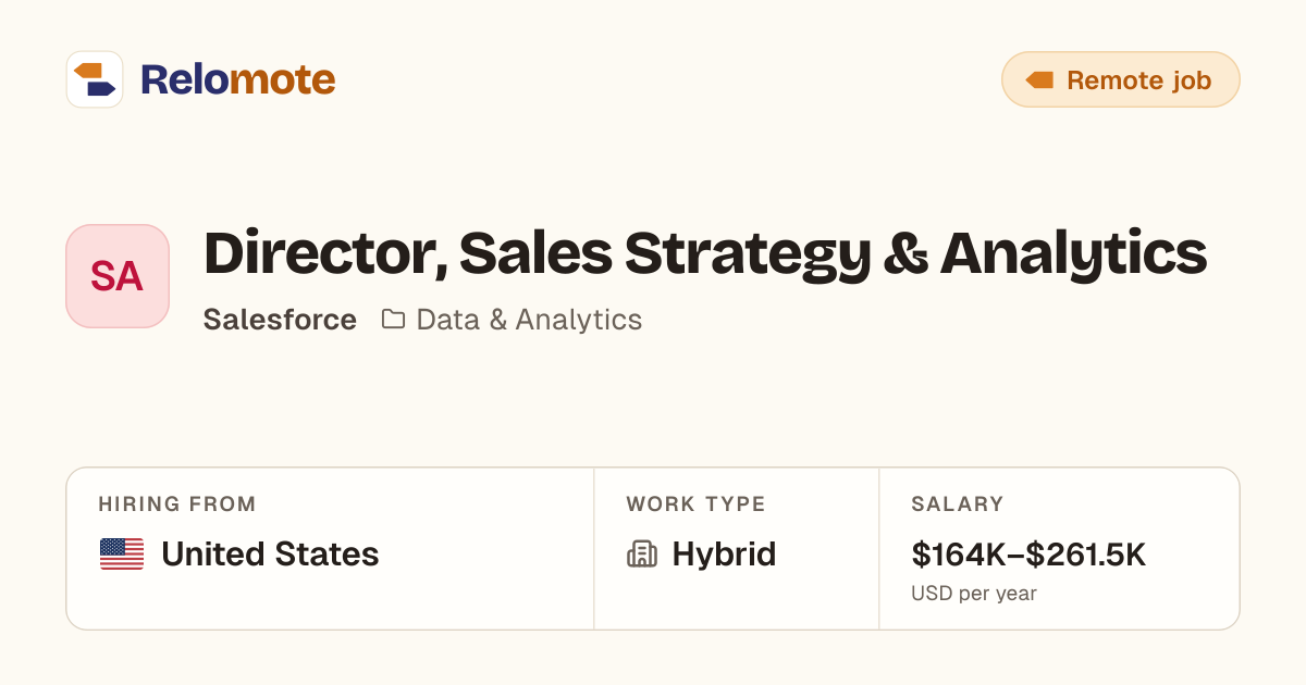 Director, Sales Strategy & Analytics at Salesforce | Relomote