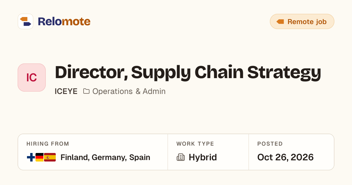 Director, Supply Chain Strategy at ICEYE | Relomote