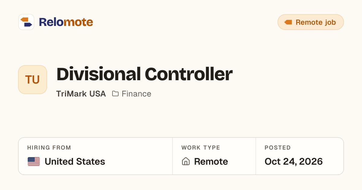 Divisional Controller at TriMark USA | Relomote