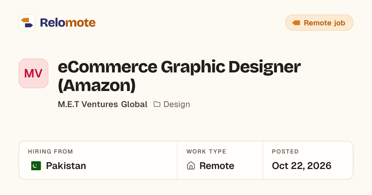eCommerce Graphic Designer (Amazon) at M.E.T Ventures Global