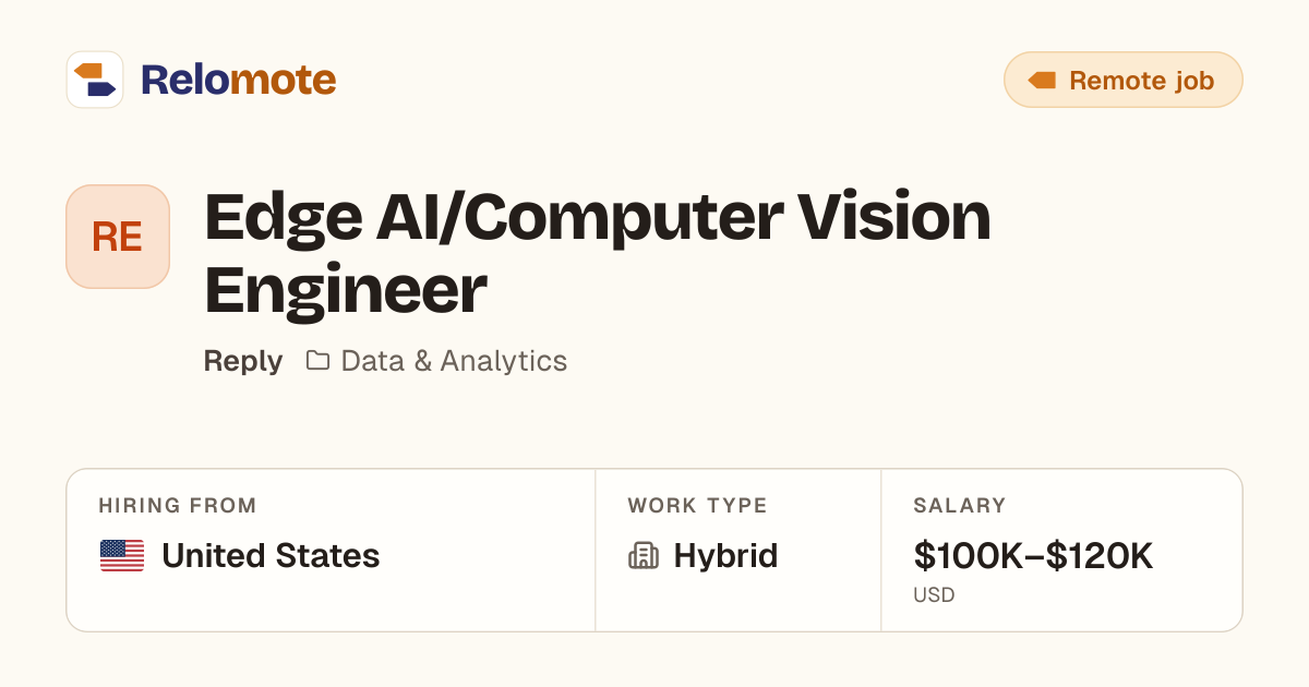 Edge AI/Computer Vision Engineer at Reply | Relomote