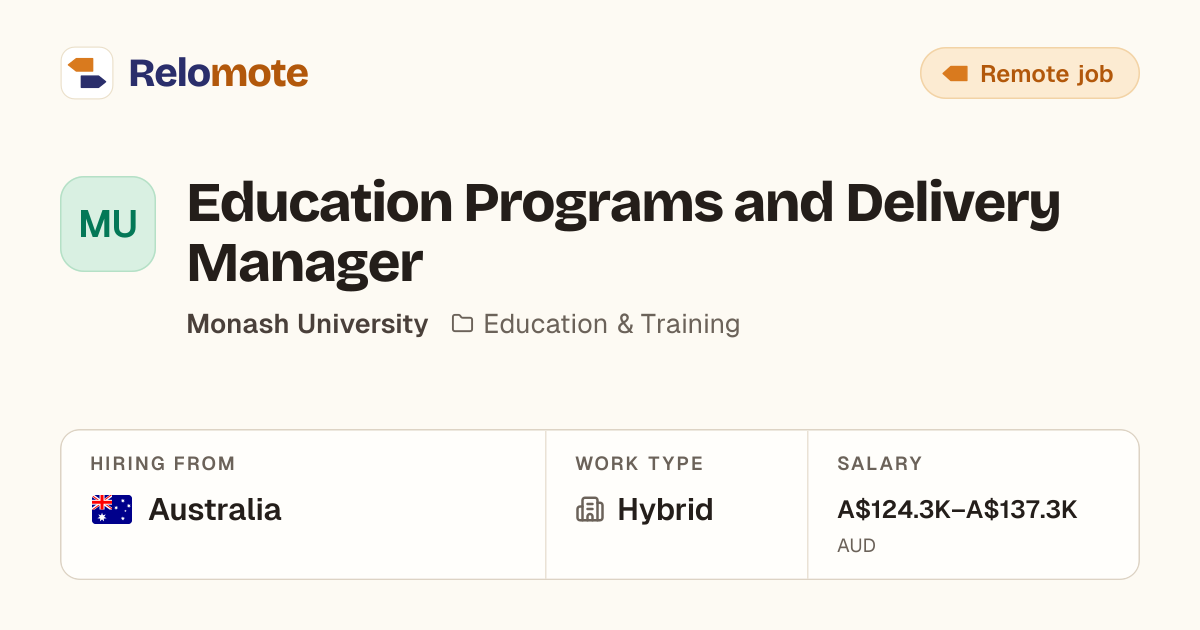 Education Programs and Delivery Manager at Monash University