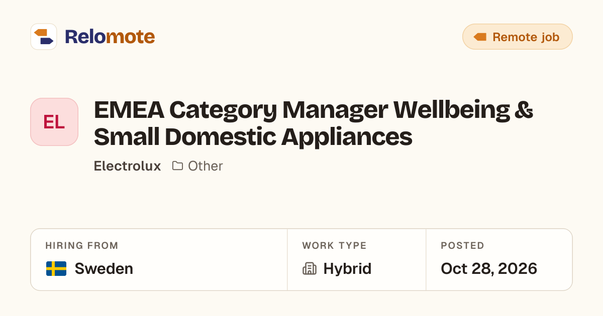 EMEA Category Manager Wellbeing & Small Domestic Appliances at…