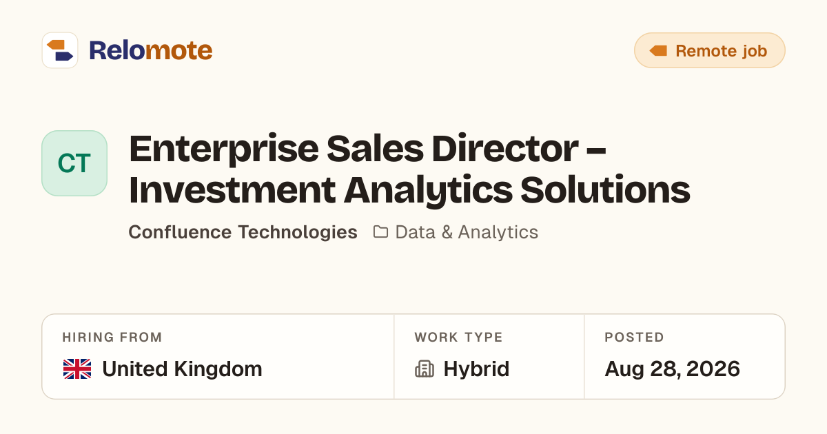 Enterprise Sales Director – Investment Analytics Solutions at…