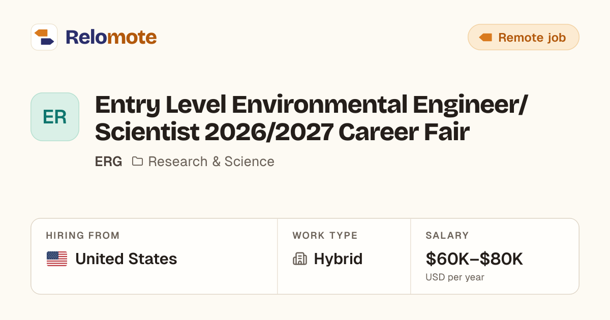 Entry Level Environmental Engineer/Scientist 2026/2027 Career Fair…