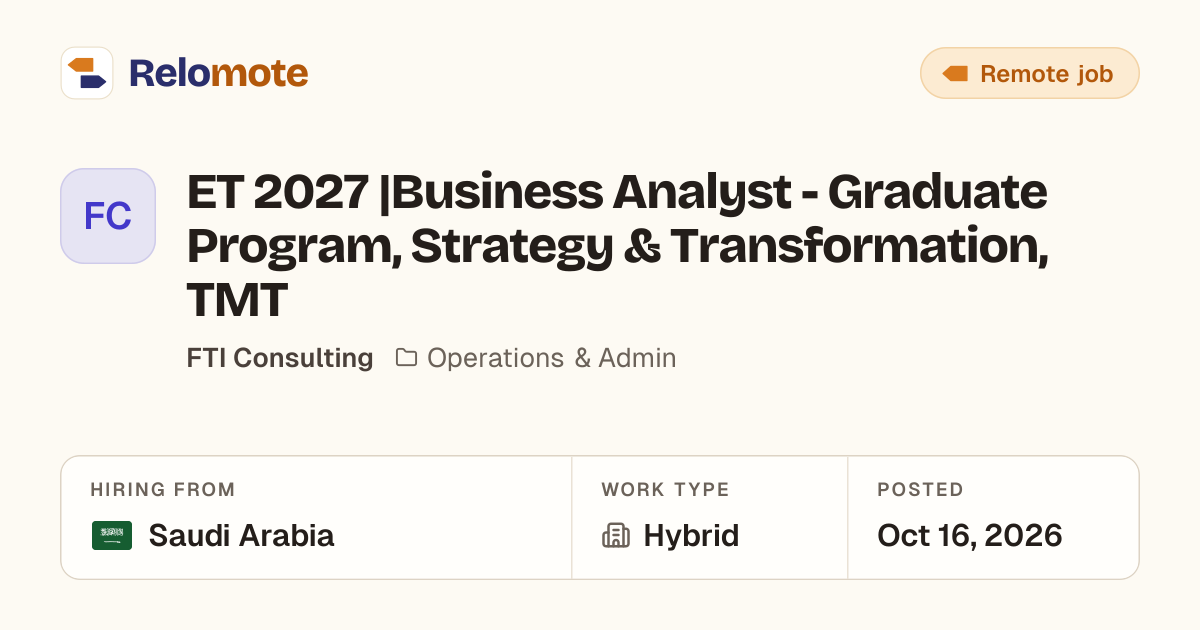 ET 2027 |Business Analyst - Graduate Program, Strategy