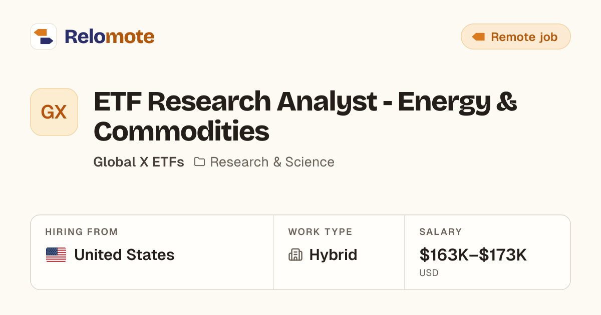ETF Research Analyst - Energy & Commodities at Global X ETFs