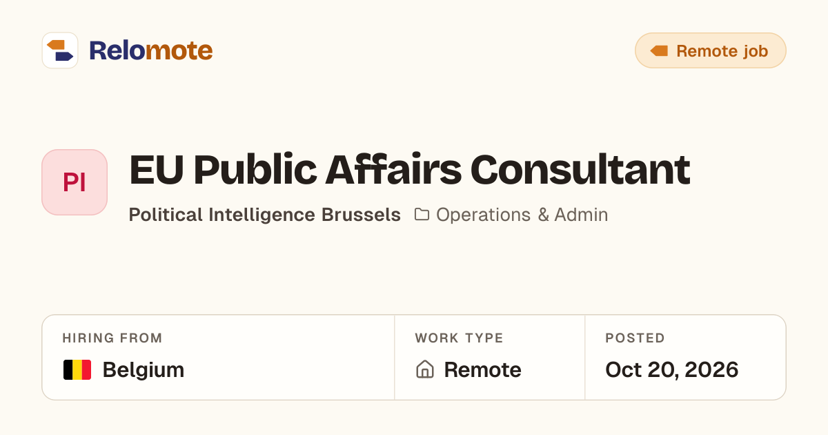 EU Public Affairs Consultant at Political Intelligence Brussels