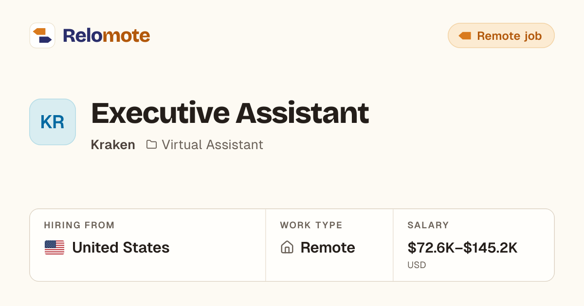 Executive Assistant at Kraken | Relomote