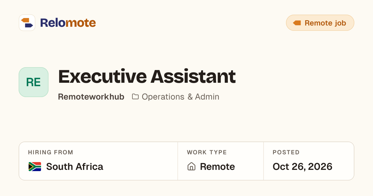 Executive Assistant at Remoteworkhub | Relomote