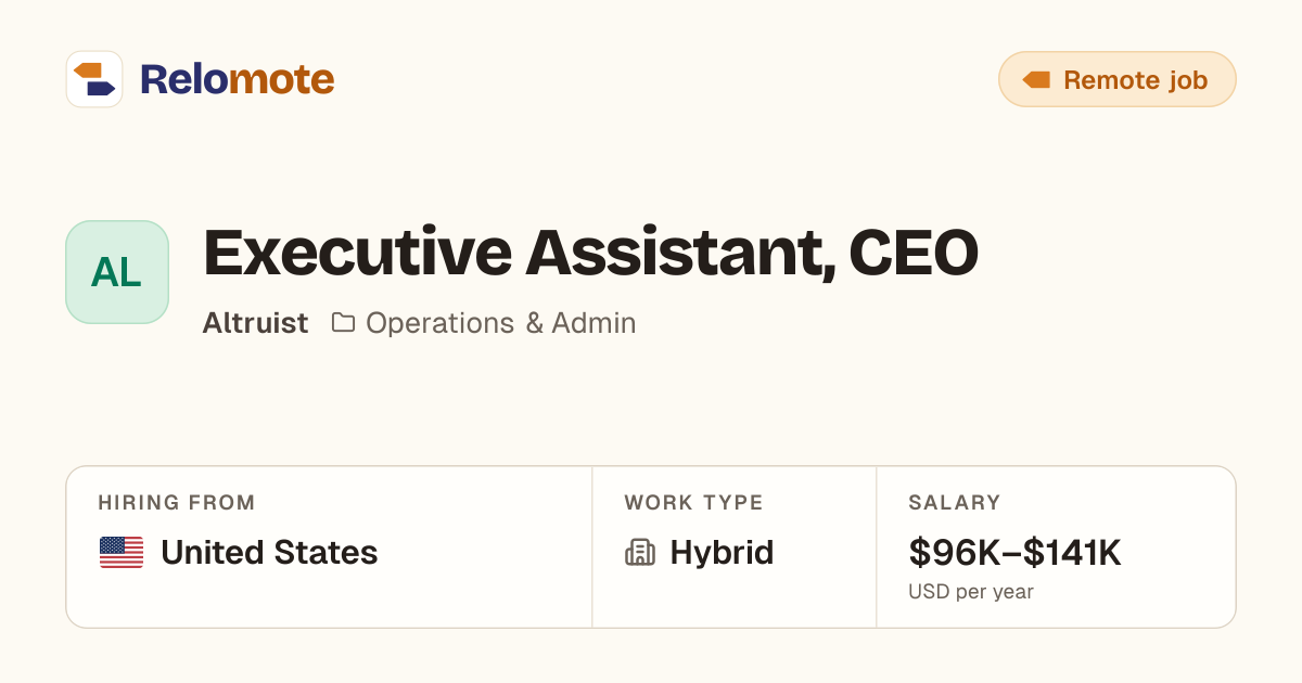 Executive Assistant, CEO at Altruist | Relomote
