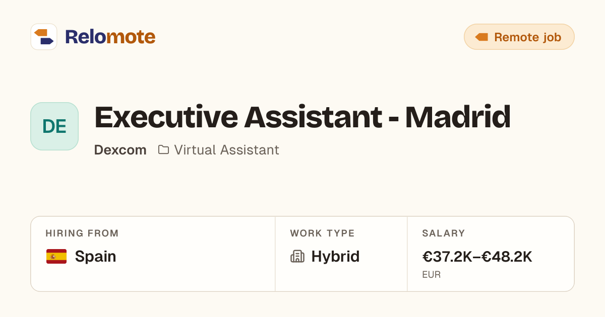 Executive Assistant - Madrid at Dexcom | Relomote