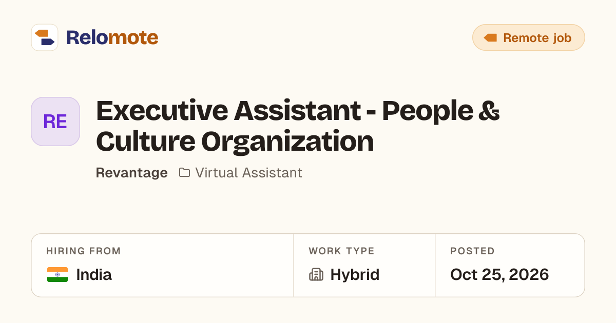 Executive Assistant - People & Culture Organization at Revantage