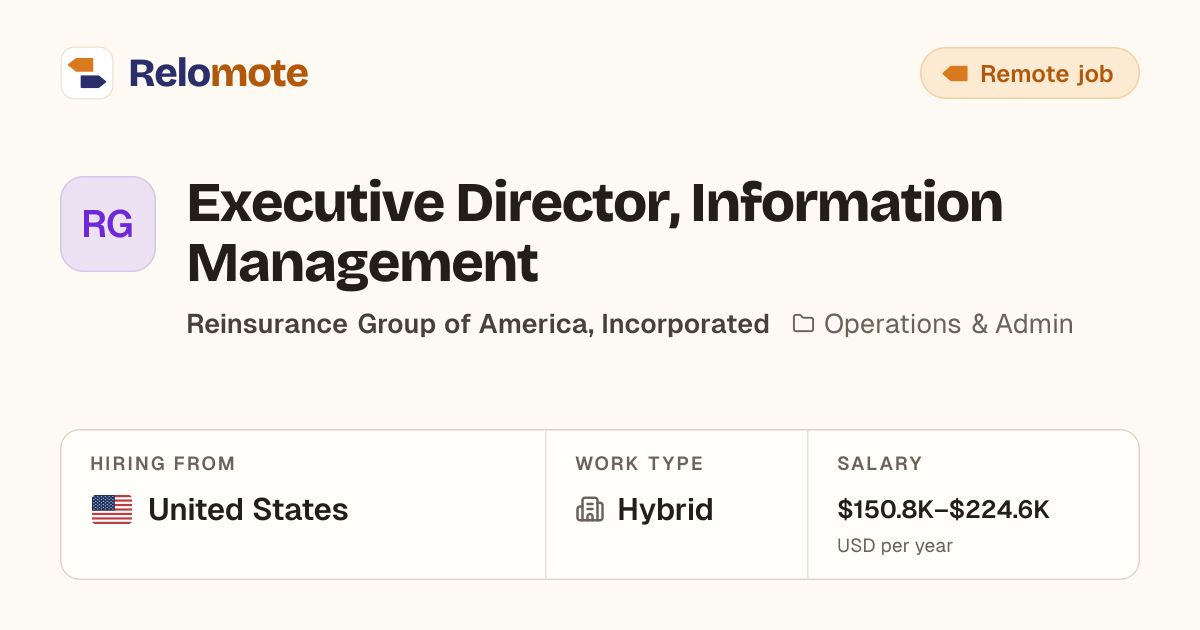 Executive Director, Information Management at Reinsurance Group of…