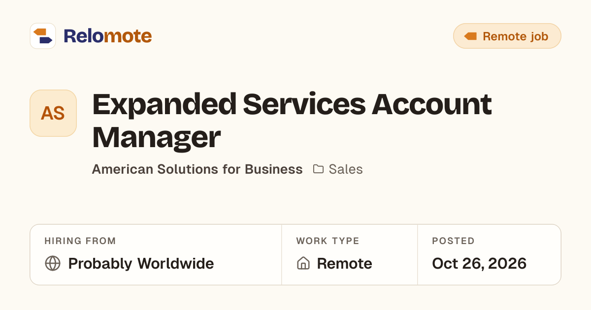 Expanded Services Account Manager at American Solutions for Business