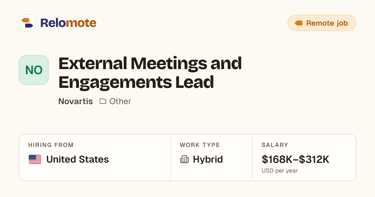 External Meetings and Engagements Lead at Novartis | Relomote