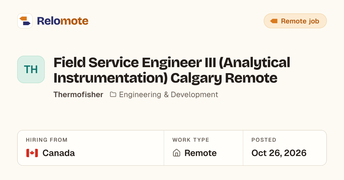 Field Service Engineer III (Analytical Instrumentation) Calgary…