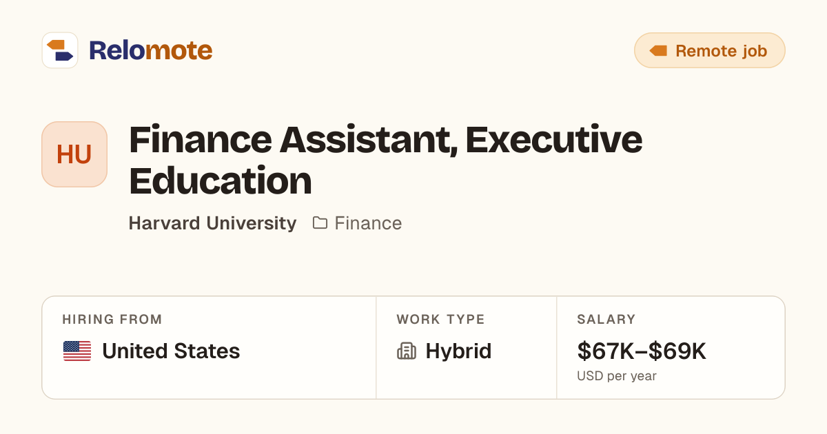 Finance Assistant, Executive Education at Harvard University