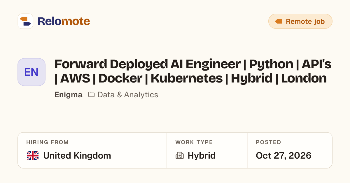Forward Deployed AI Engineer | Python | API's | AWS | Docker