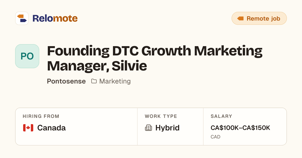 Founding DTC Growth Marketing Manager, Silvie at Pontosense | Relomote