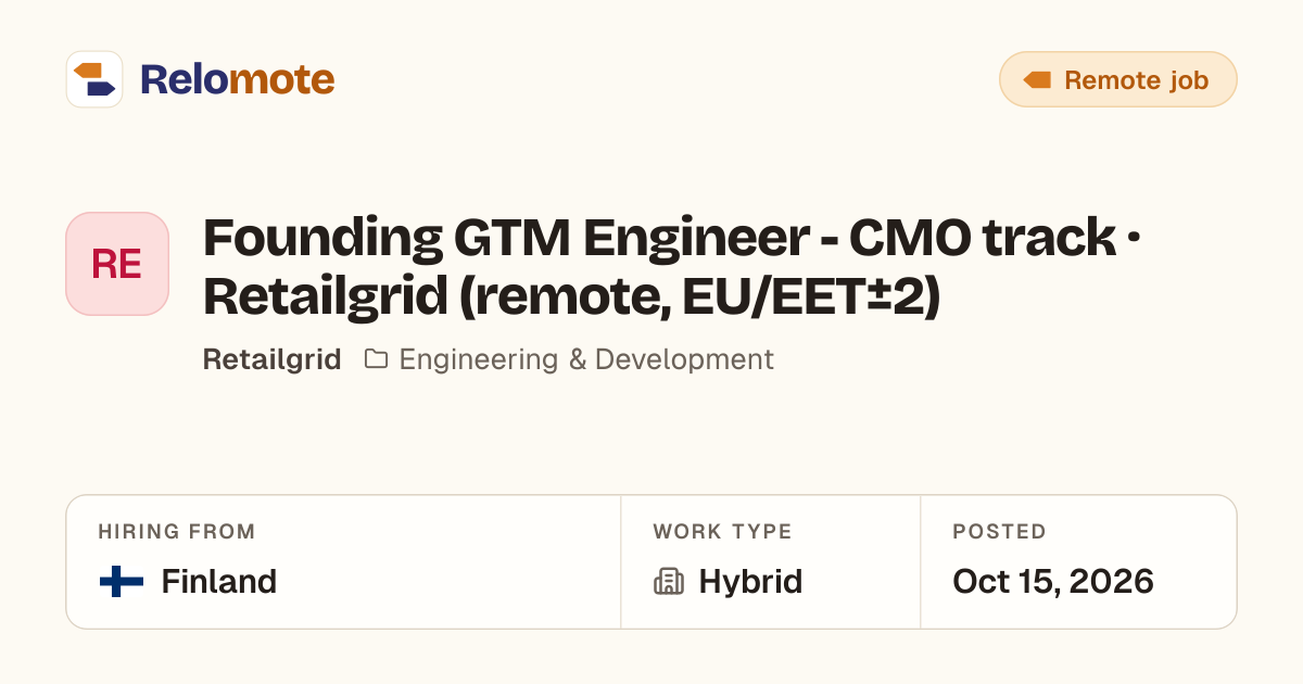 Founding GTM Engineer - CMO track · Retailgrid (remote, EU/EET±2) at…