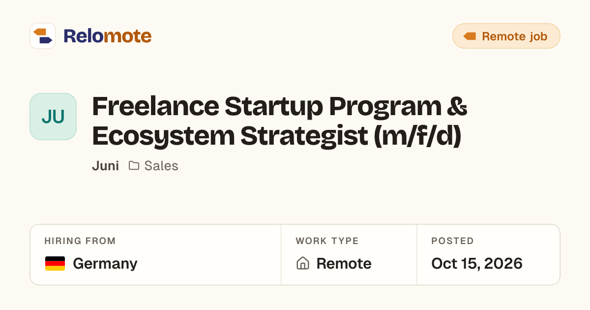 Freelance Startup Program & Ecosystem Strategist (m/f/d) at Juni