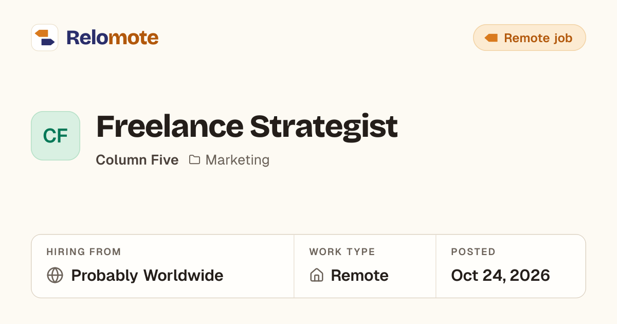 Freelance Strategist at Column Five | Relomote