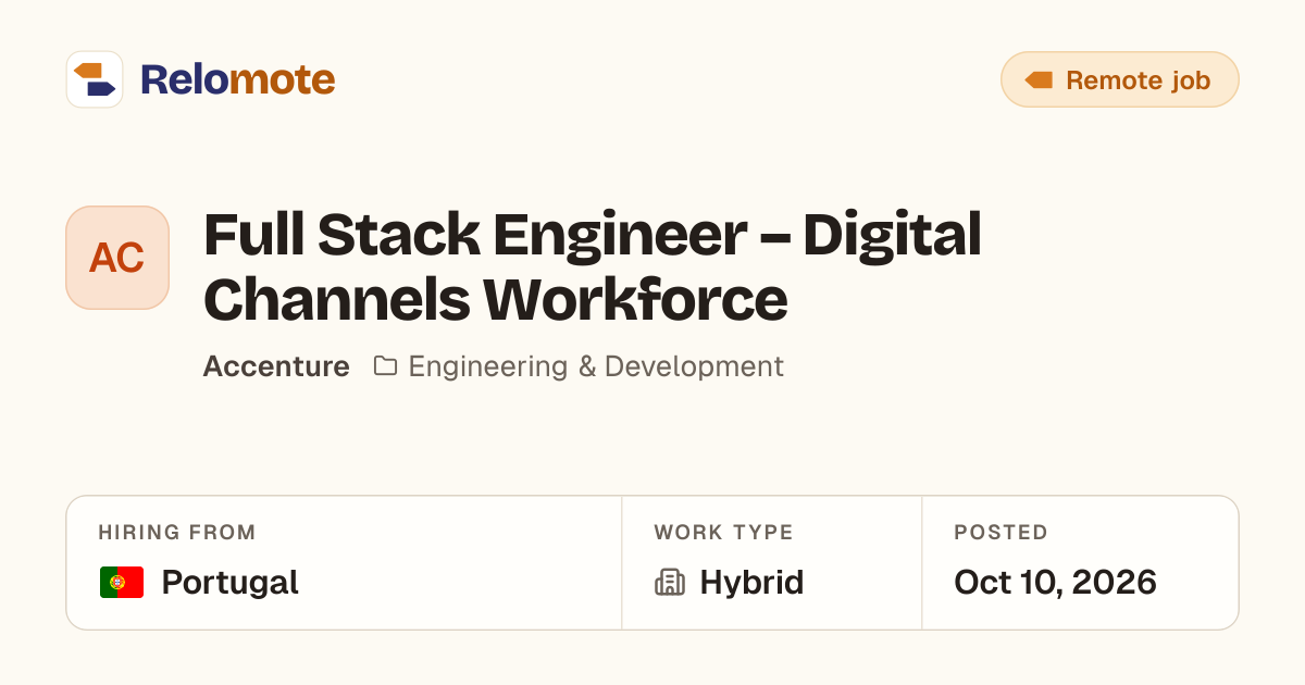 Full Stack Engineer – Digital Channels Workforce at Accenture