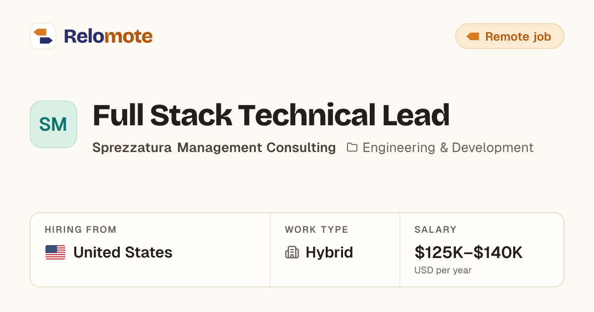 Full Stack Technical Lead at Sprezzatura Management Consulting