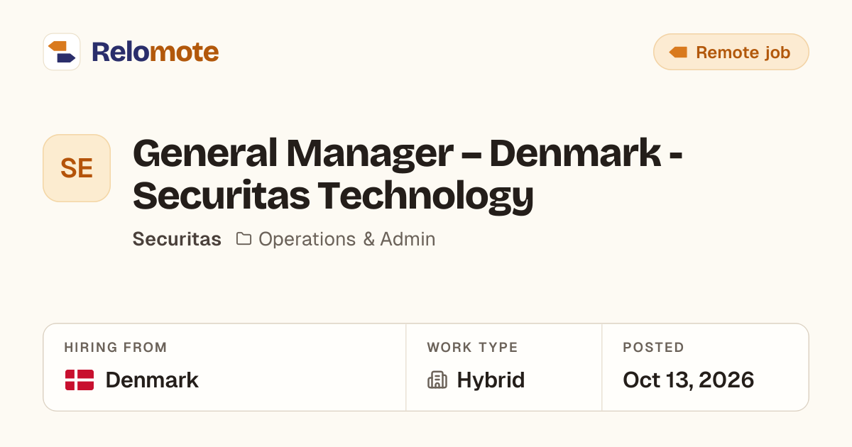 General Manager – Denmark - Securitas Technology at Securitas