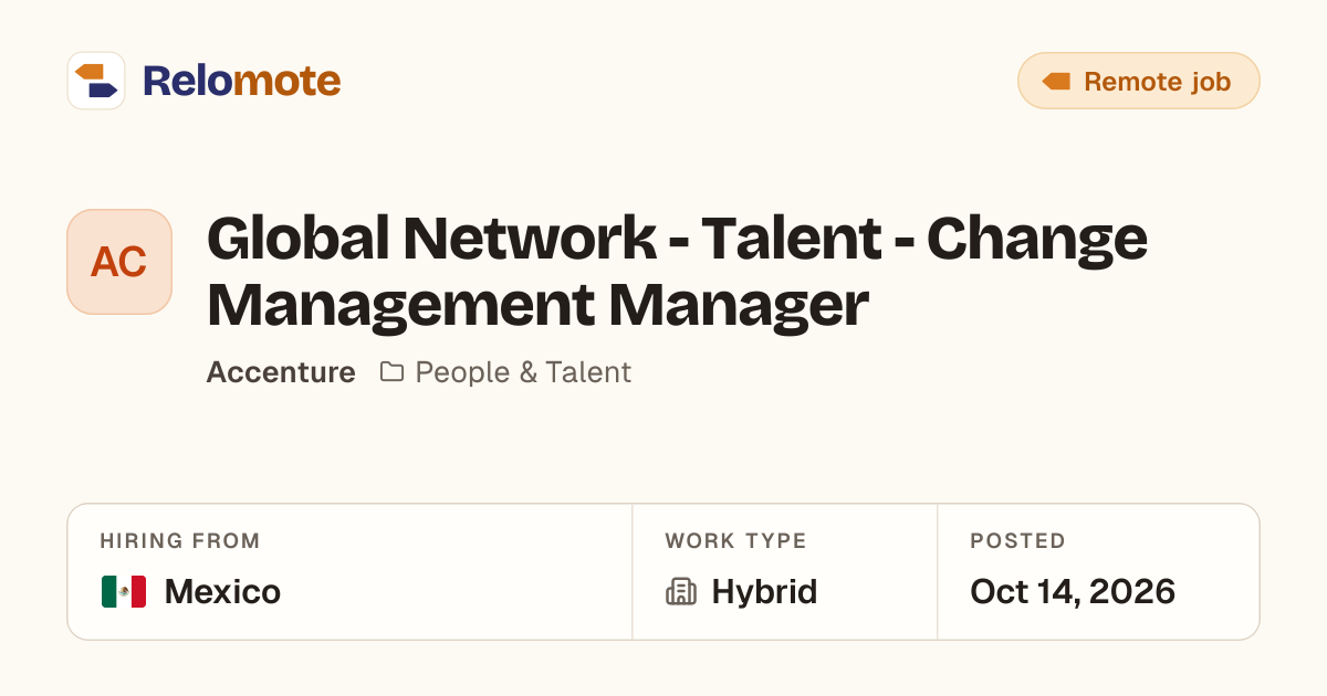Global Network - Talent - Change Management Manager at Accenture