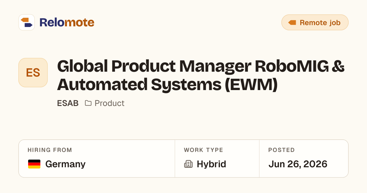 Global Product Manager RoboMIG & Automated Systems (EWM) at ESAB
